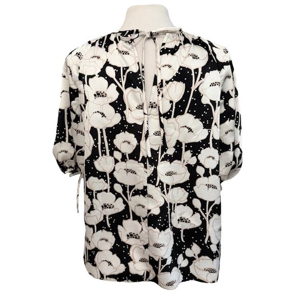 Ted Baker Luciani Puff Sleeve Top Blouse Black Cream Floral 4 (10) - Picture 12 of 13